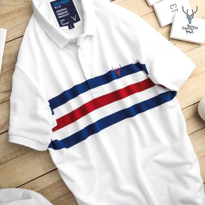 |Hẻm Store| Áo Polo nam, áo thun có cổ nam Satoshi SAPL48 tay lỡ màu trắng sọc màu ngang, chất liệu cotton co giãn mềm m | BigBuy360 - bigbuy360.vn
