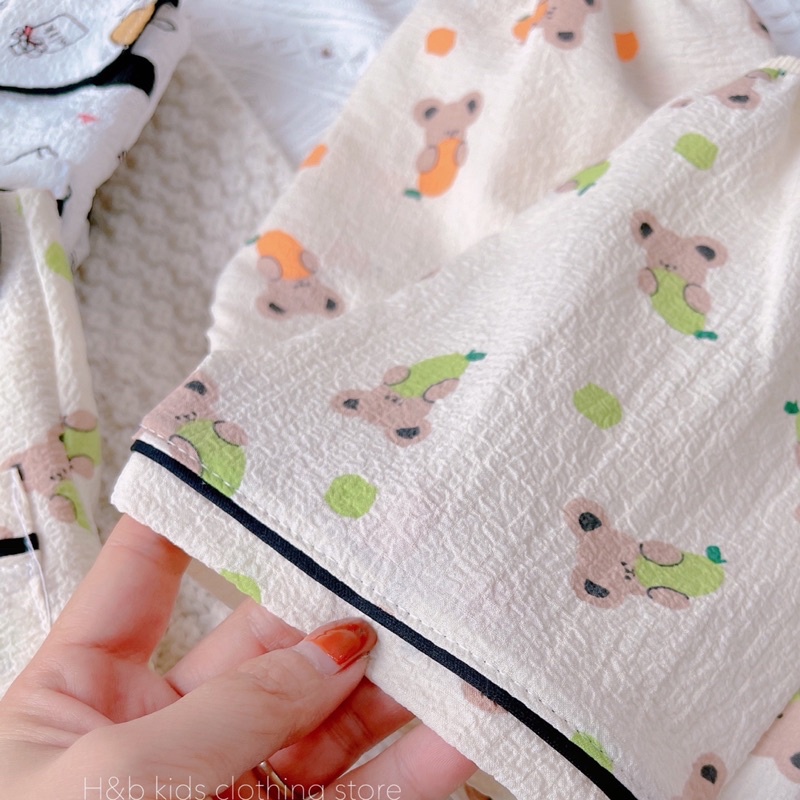 Bộ pizama chất đũi xốp mát cho bé,bộ pizama cộc tay cho bé trai bé gái