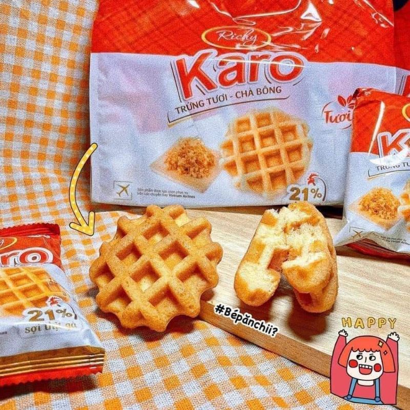 BÁNH KARO CHÀ BÔNG GÀ 2 VỊ TRUYỀN THỐNG VÀ PHÔ MAI HOÀNG KIM BỊCH 156G (1 BỊCH 6 GÓI) | BigBuy360 - bigbuy360.vn