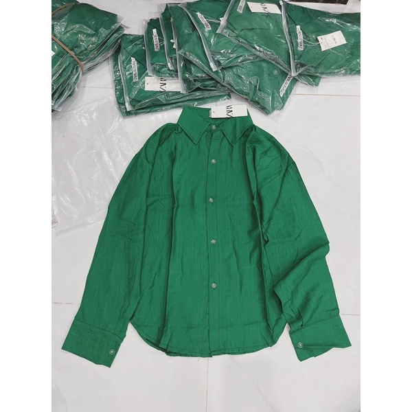 Áo sơ mi đũi xanh