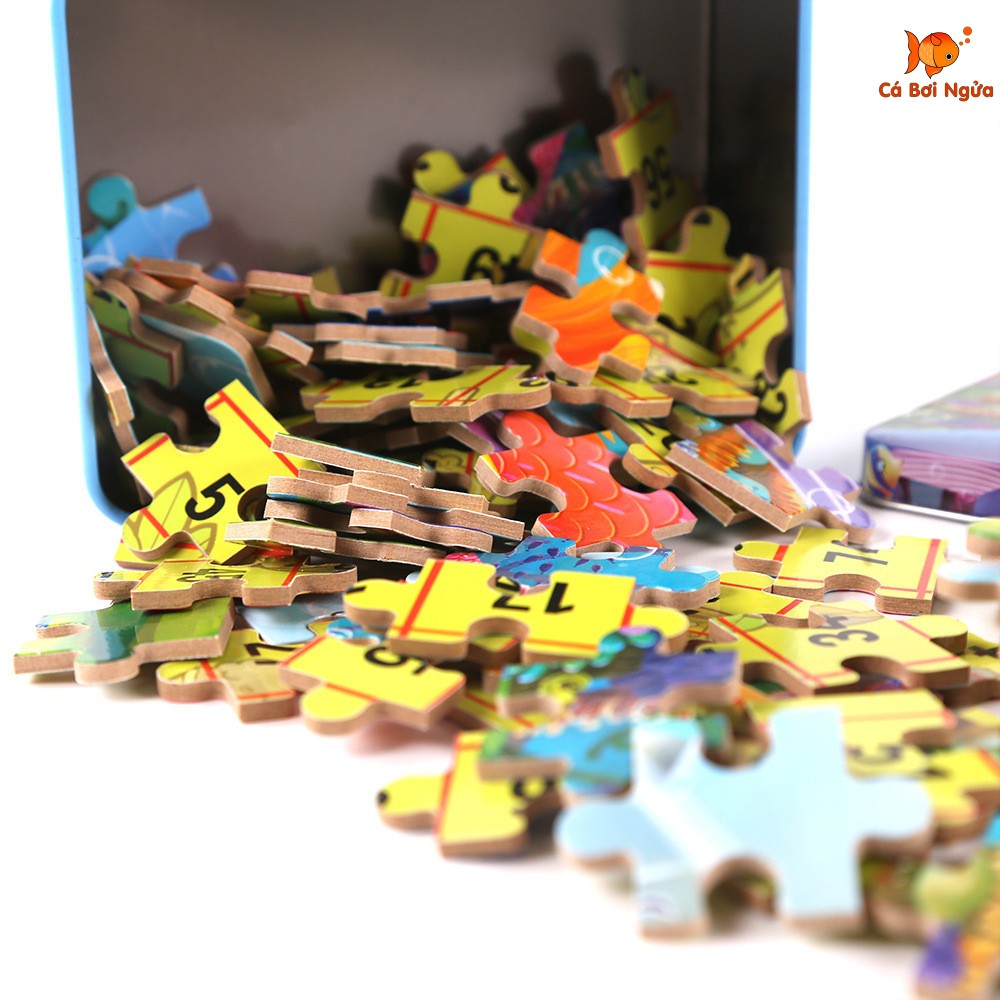 Đồ chơi xếp hình 120 mảnh gỗ hộp thiếc/Đồ chơi xếp hình puzzle cho bé