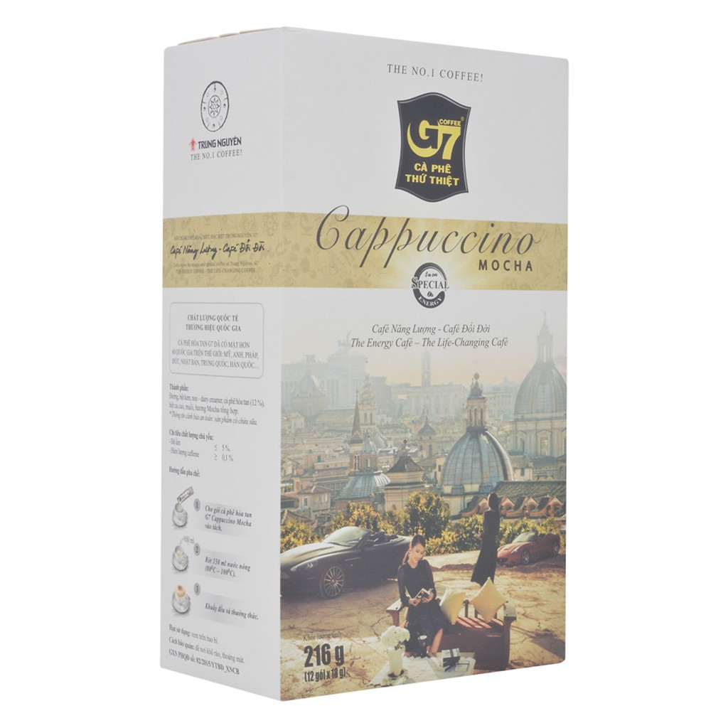 [Mã GROSALE1 giảm 8% đơn 500K] Cà phê G7 Cappuccino Hương Mocha Trung Nguyên (hộp 12 gói x 18g/gói)