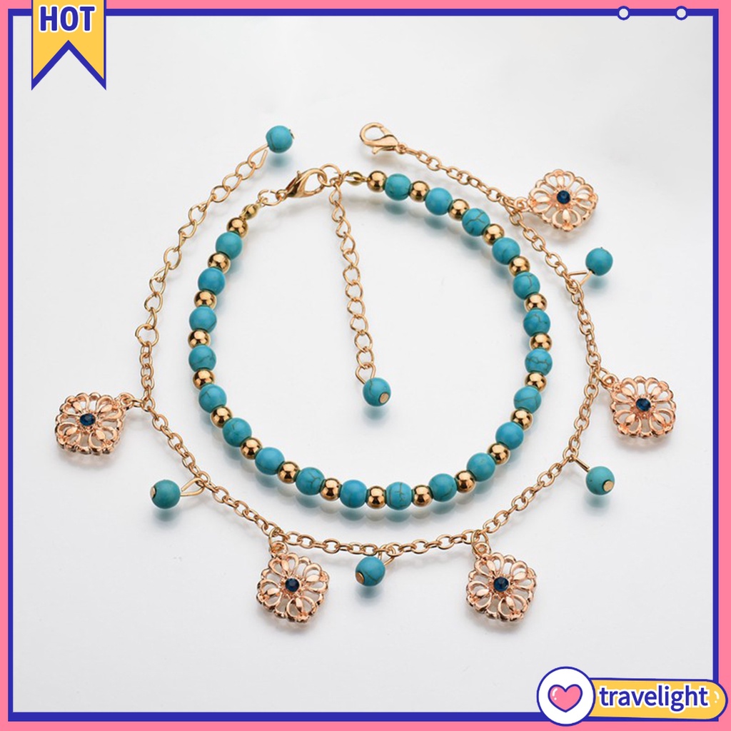 Lắc Chân Đính Hạt Pha Lê Giả Phong Cách Bohemian Thời Trang Đi Biển