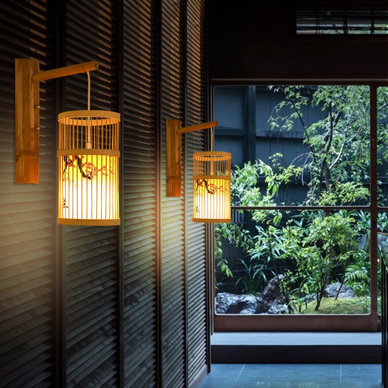 Đèn Treo Tường Đan Mây Tre Nghệ Thuật Nhật Bản Đèn Tường Trang Trí Đèn Ngủ Treo Tường Đèn Mây Tre
