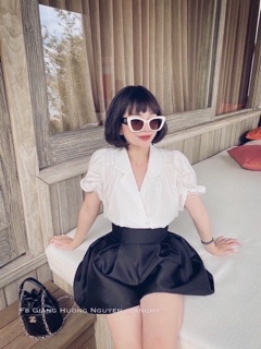 Sơ mi cổ vest tay bồng