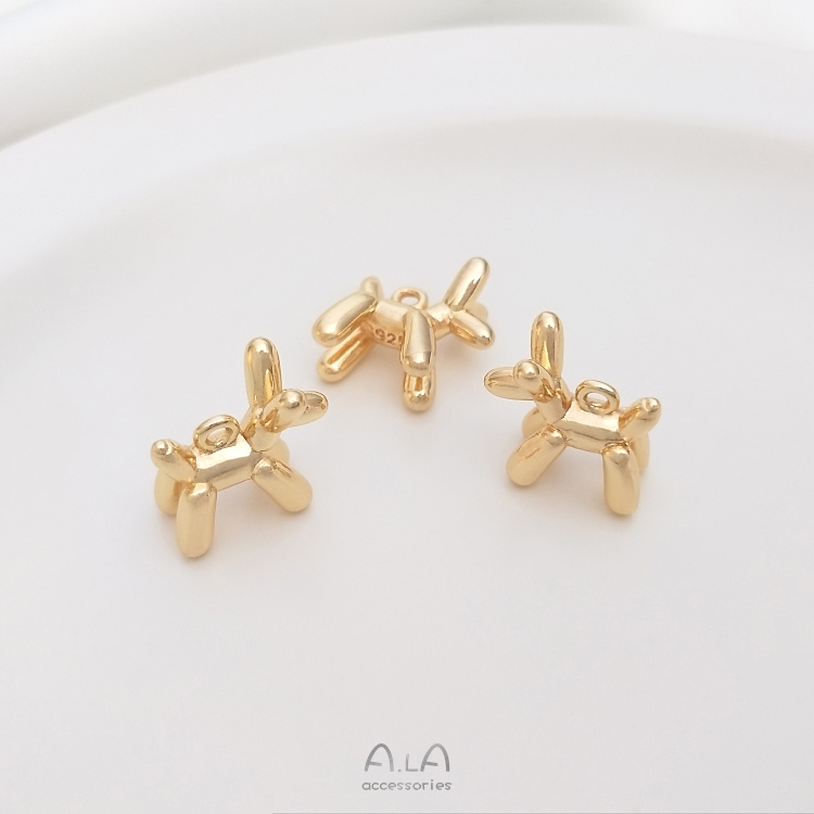 [Little Blu] Mặt Dây Chuyền Thủ Công diy Bằng Đồng Màu Vàng Đồng Hình Chú Chó Bong Bóng Tuần Lộc Dễ Thương Tự Làm Thủ Công Je