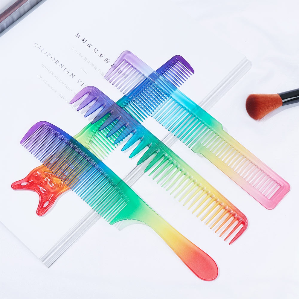 [Hàng mới về] Lược Chải Tóc Bằng Nhựa Trong Suốt Màu Cầu Vồng Thiết Kế Nhỏ Gọn Dành Cho Tiệm Làm Đẹp