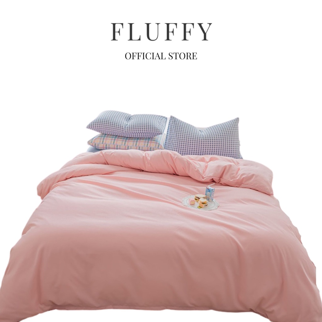 Bộ chăn ga gối 100% cotton mix nhiều màu Fluffy ga giường 1m2/1m4/1m6/1m8