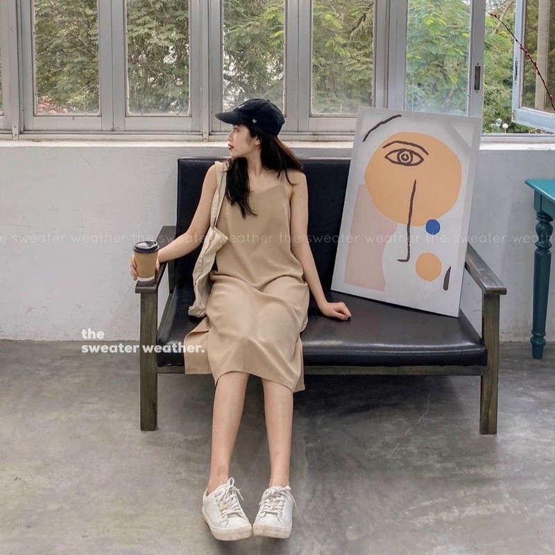 Váy Đũi Hàn Hai Dây, Đầm Dài Dáng Maxi Trơn Siêu Đẹp Đi Biển | BigBuy360 - bigbuy360.vn