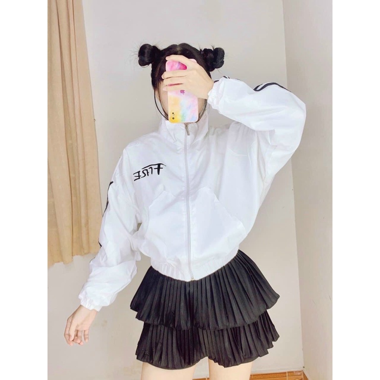 Áo Khoác Nữ Chống Nắng Cổ Cao Phối Ba viền Sọc tay Y hình thoi trang shop valentina