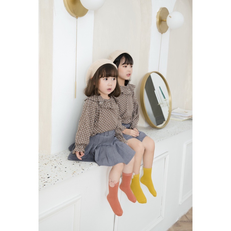 Set 5 Đôi Tất Cotton Đính Nơ Thời Trang Thu Đông Cho Bé Gái