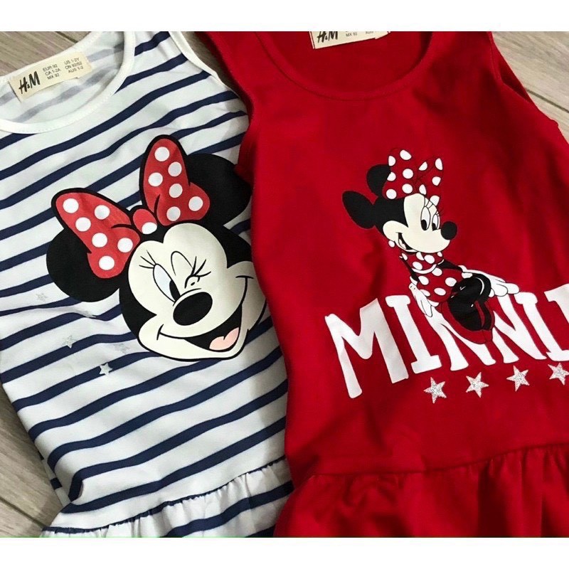 Set 2 váy sát nách mickey nơ đỏ cho bé gái siêu xinh