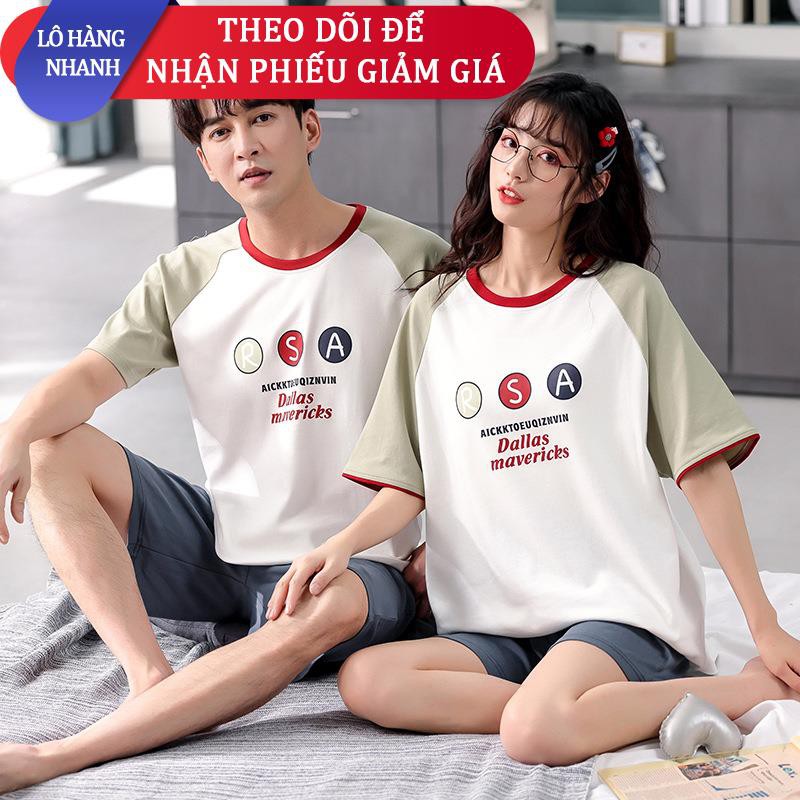 ☏Bộ đồ ngủ cotton hàng hiệu vài bộ quần áo mặc nhà nam mùa hè ngắn tay cộng với size quần áo ngủ nữ mùa xuân và mùa hè k