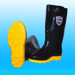 Ủng bảo hộ lao động Hoa San size 39-43 đế vàng cứng siêu dày, ủng nam #022