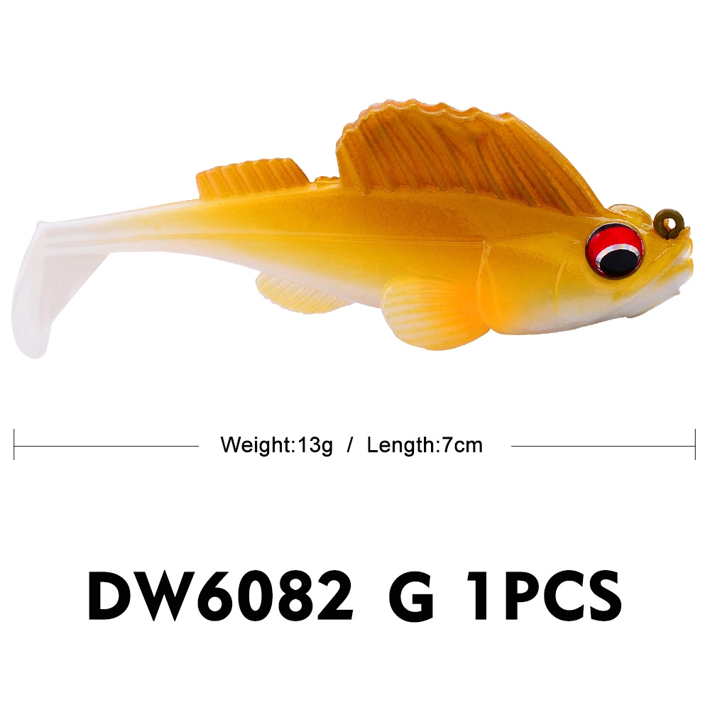Mồi câu cá mềm nhân tạo 13g/7cm đuôi nhảy đầu bơi có móc chống ăn mòn mắt 3D có 10 màu khác nhau