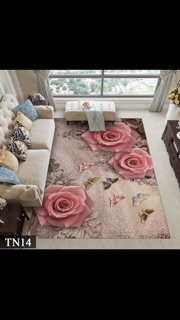 Thảm hoa trải sàn 3D phòng khách