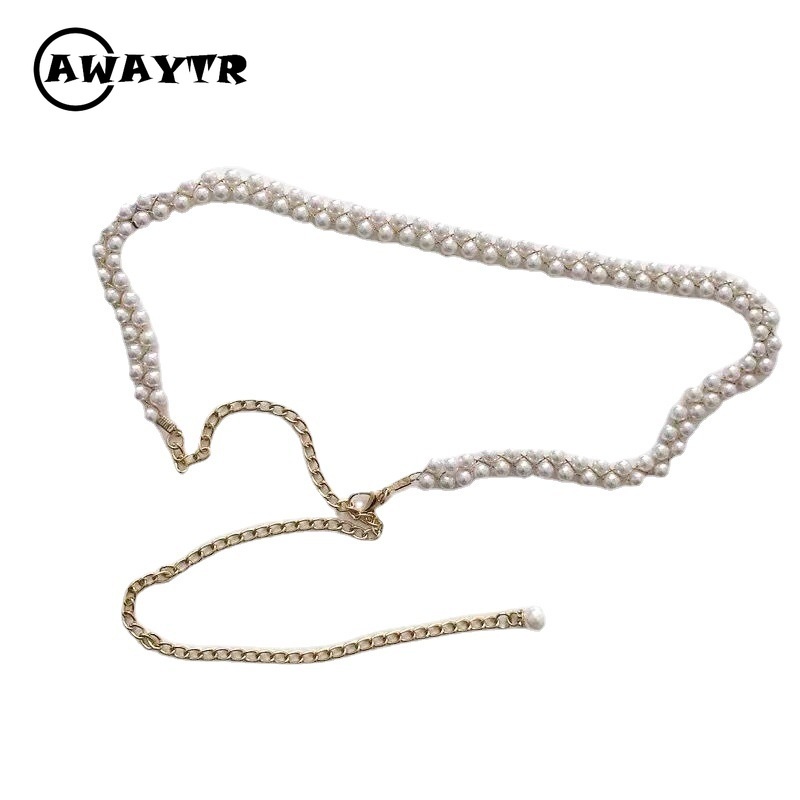 Thắt Lưng Dây Xích Đính Ngọc Trai Trang Trí Đầm / Quần Jean Thời Trang Cho Nữ