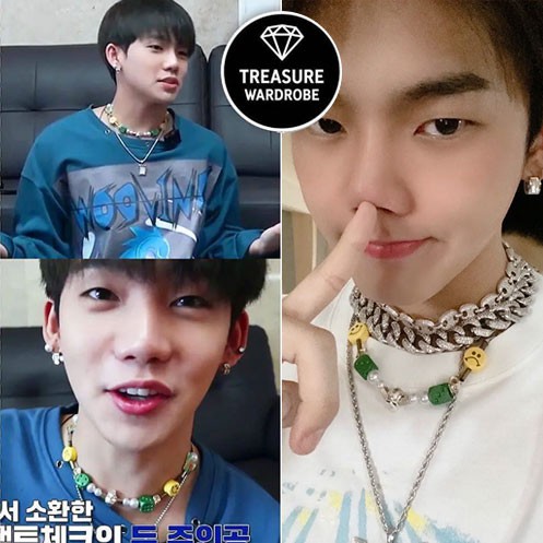 Vòng cổ mặt xúc xắc ngọc trai mặt cười phong cách hiphop Hàn Quốc dành cho cả nam và nữ