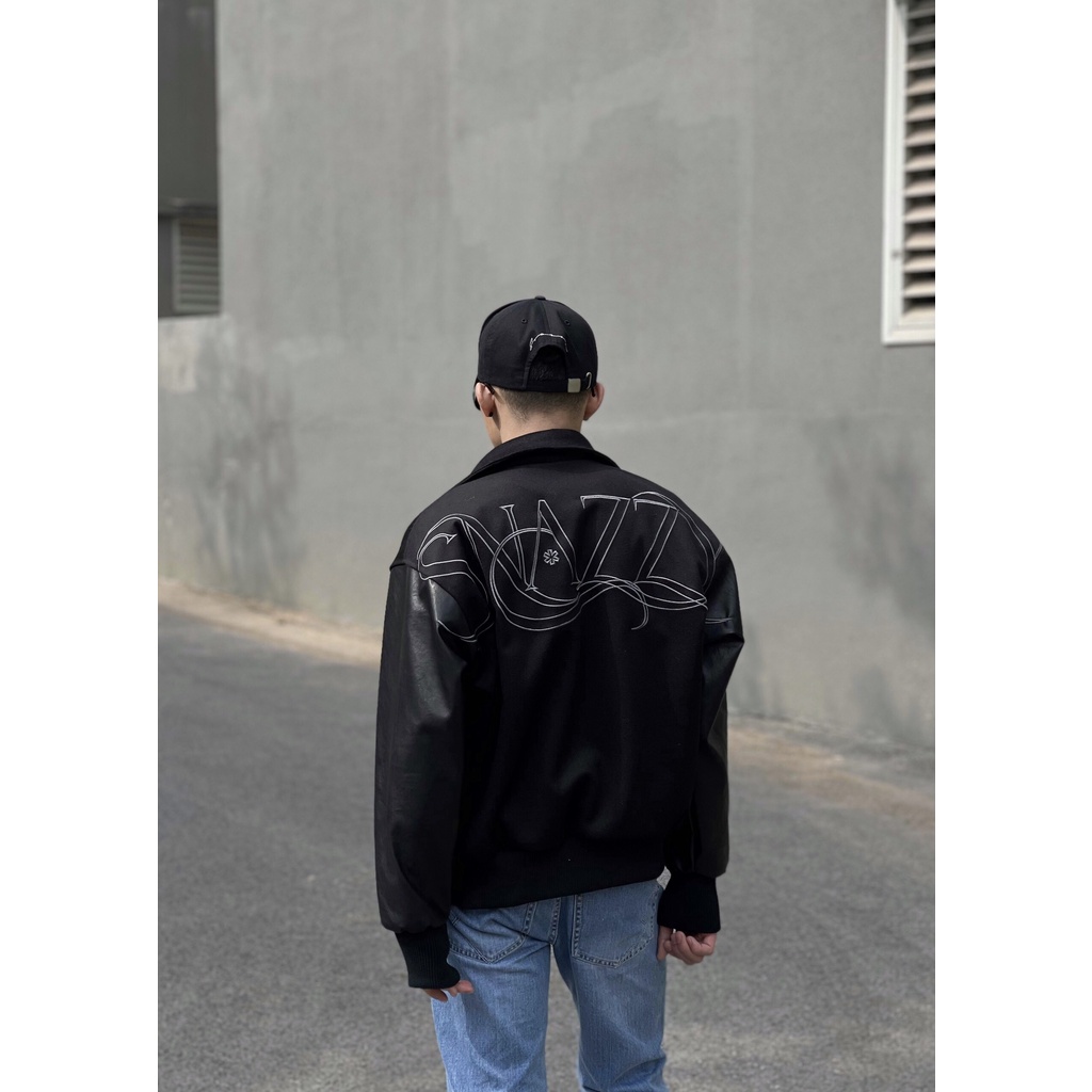 Áo khoác varsity jacket chất vải dạ phối da Pu cao cấp dày dặn thoải mái phong cách SNAZZY VARSITY JACKET