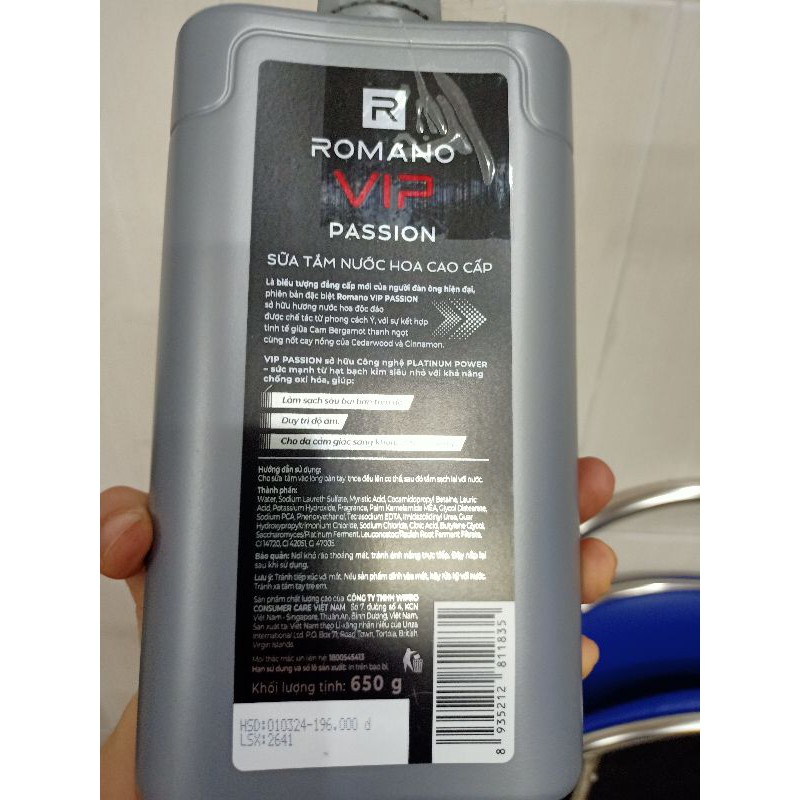 Dầu Gội ROMANO  Vip Premium nước hoa 650g