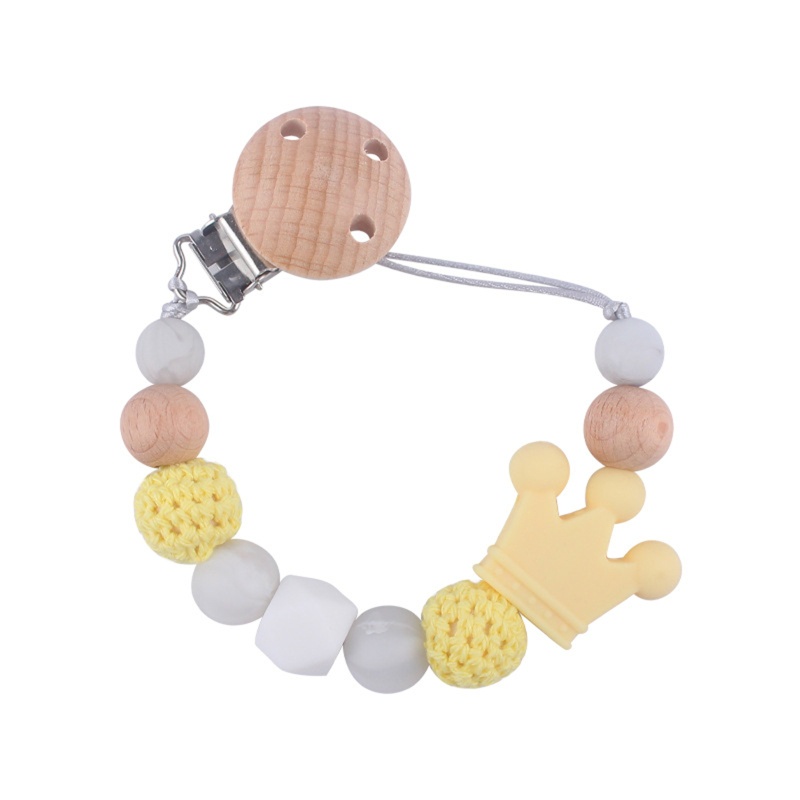 Kẹp Núm Vú Giả Bằng Silicone Chuỗi Hạt Hình Vương Miện Cho Bé Sơ Sinh