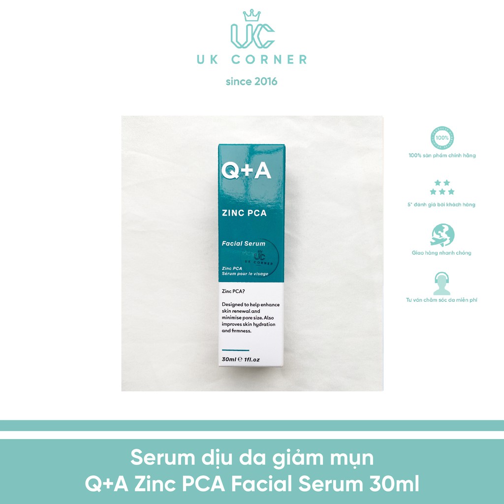 Serum dịu da giảm mụn Q+A Zinc PCA Facial Serum 30ml