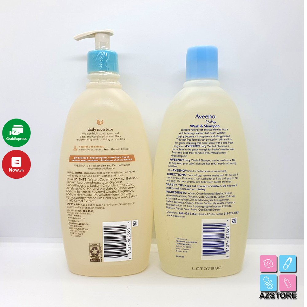 Sữa tắm gội yến mạch cho bé Aveeno Baby Wash &amp; Shampoo 532ml