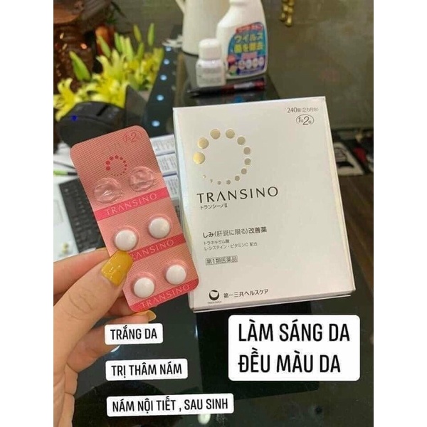 Transino Whitening trị nám là một sản phẩm  trị nám tàn nhang  240 viên