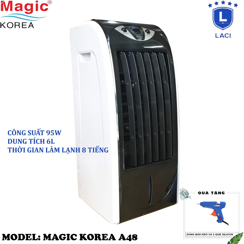 Quạt hơi nước làm lạnh không khí Magic Korea A48 | Công Suất 95W | Dung tích 6L | Tặng Súng Bắn Keo