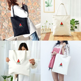 [Có Khóa Kéo] Túi Vải Tote Thời Trang Chất Canvas Xịn Siêu Dày Dặn Họa Tiết Miếng Dưa Hấu Cute