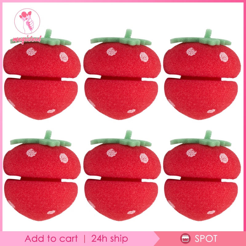 Set 6 Lô Uốn Tóc Mềm Mại Hình Quả Dâu Tây Dễ Thương DIY