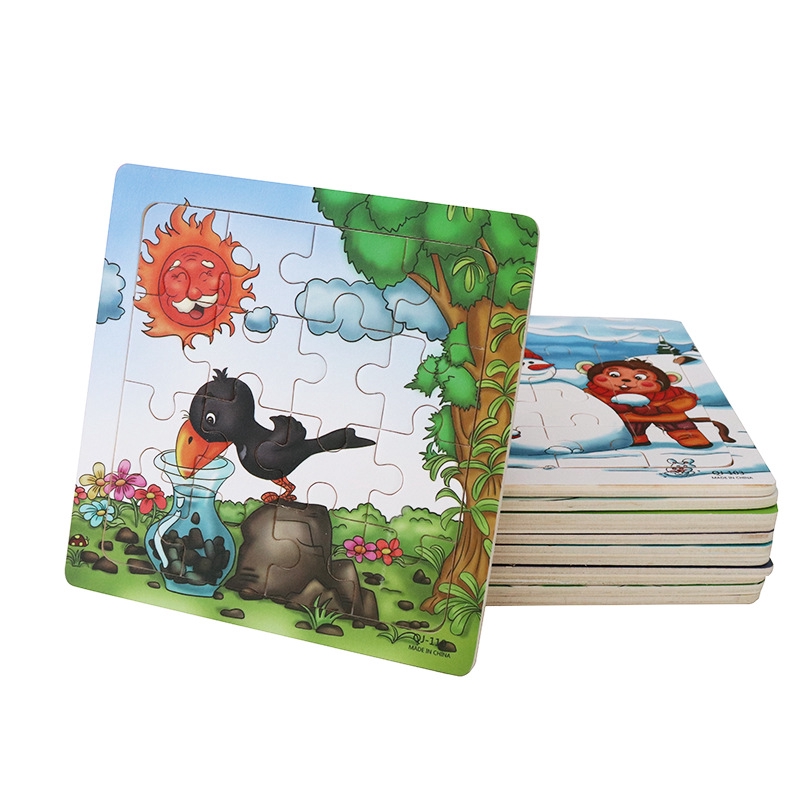 Bộ Xếp Hình 16 Mảnh Bằng Gỗ Cho Bé Mới