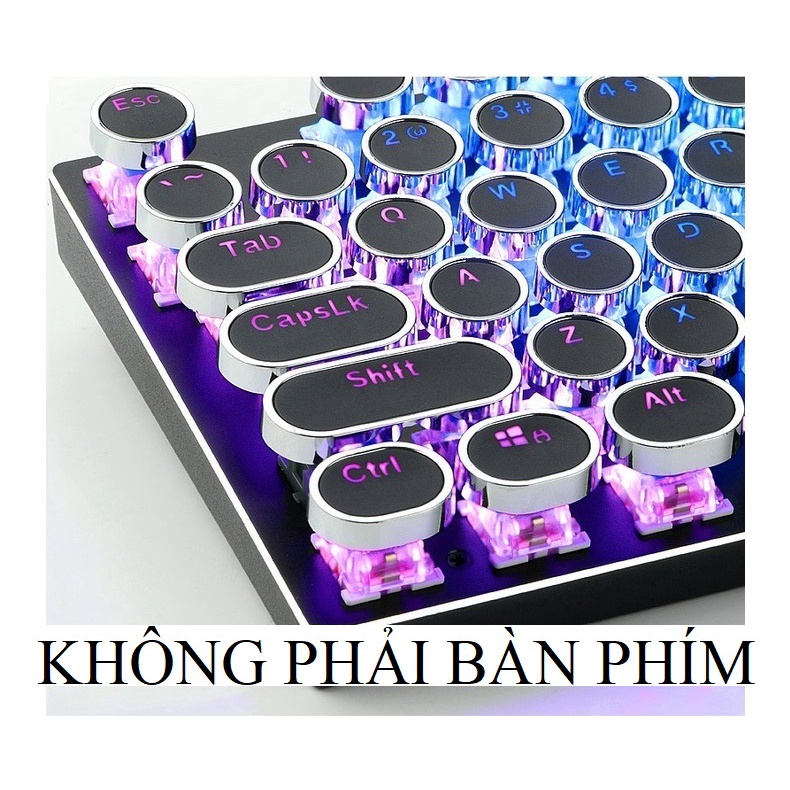 [KHÔNG PHẢI LÀ BÀN PHÍM] Keycap nút phím Typewriter dạng tròn bọc viền bạc xuyên led đẹp, in doubleshot ko bị mờ chữ