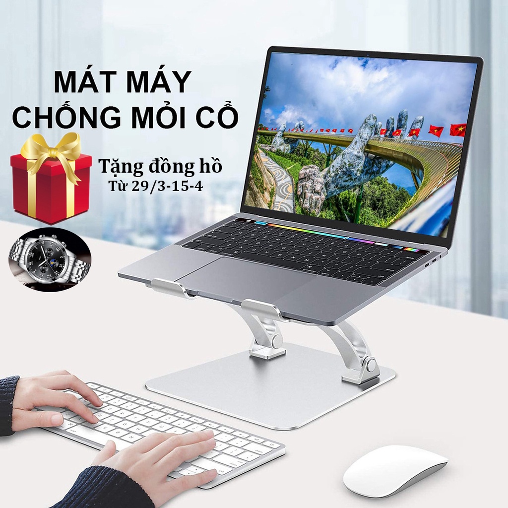 Giá Đỡ Máy Tính, Laptop, iPad, Macbook Hợp Kim Nhôm Cao Cấp. Hỗ Trợ Tản Nhiệt Chống Mỏi Cổ, Vai, Gáy