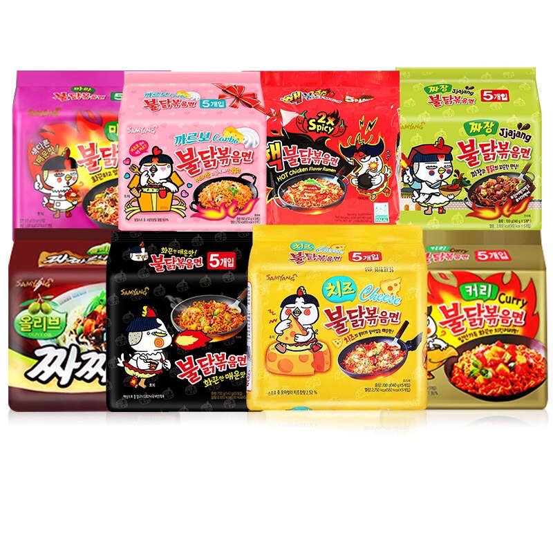 Mì Cay Hàn Quốc, Mì Cay Samyang Vị Gà Cay, Gà Cay Nước,Gà Cay Phô Mai, Gà Cay X2, Gà Cay Carbonara V