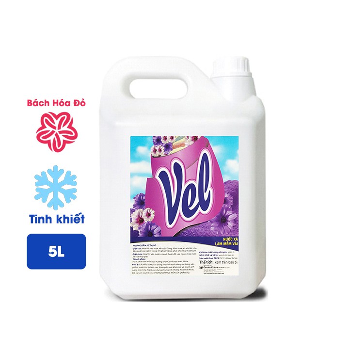 Nước xả vải VEL can 5L - Hương Tinh Khiết (dành cho Da Nhạy Cảm)