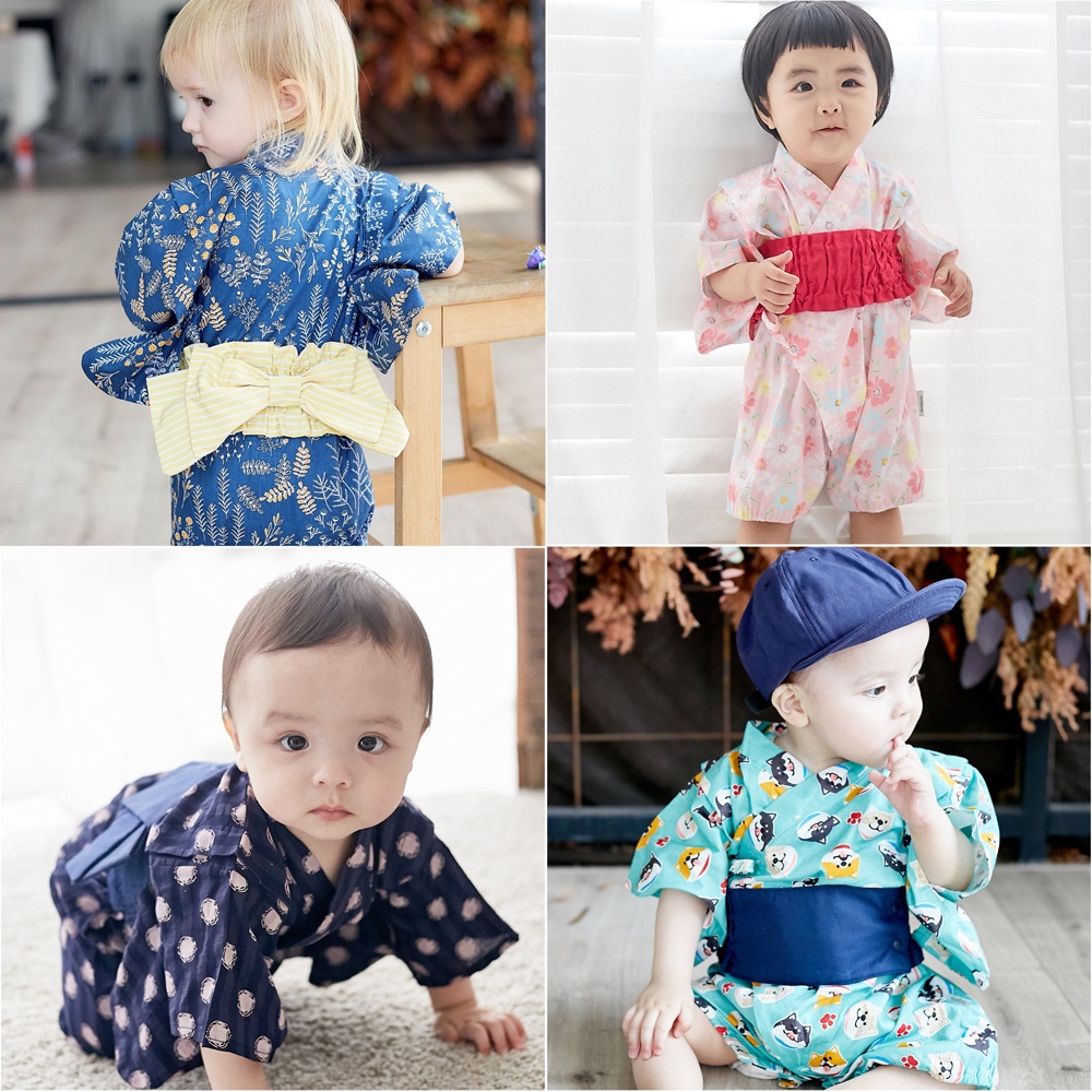 Bộ Áo Liền Quần Đồng Phục In Hoa Phong Cách Nhật Bản Dễ Thương Cho Bé Trai + Gái