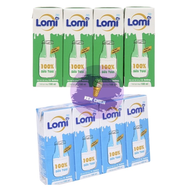 Sữa Tươi Long Thành Lothamilk ( Lomi) 180ml x 4 Date luôn mới