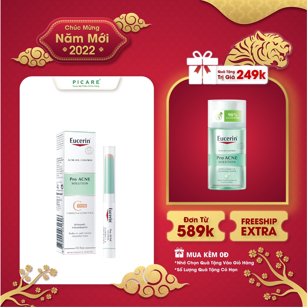 Bút che khuyết điểm giảm mụn Eucerin ProAcne Correct &amp; Cover Stick 2g - 88965