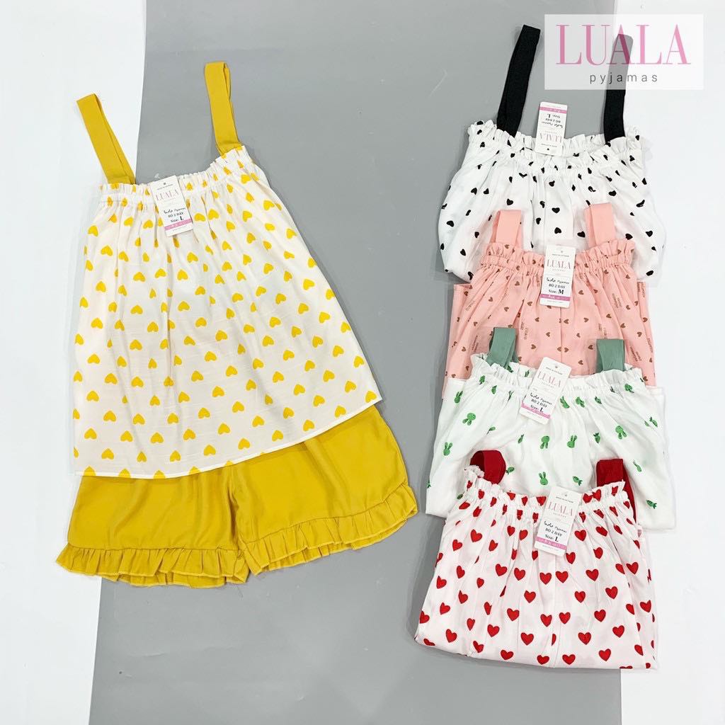 Bộ ngủ hai dây chất đũi mịn mát