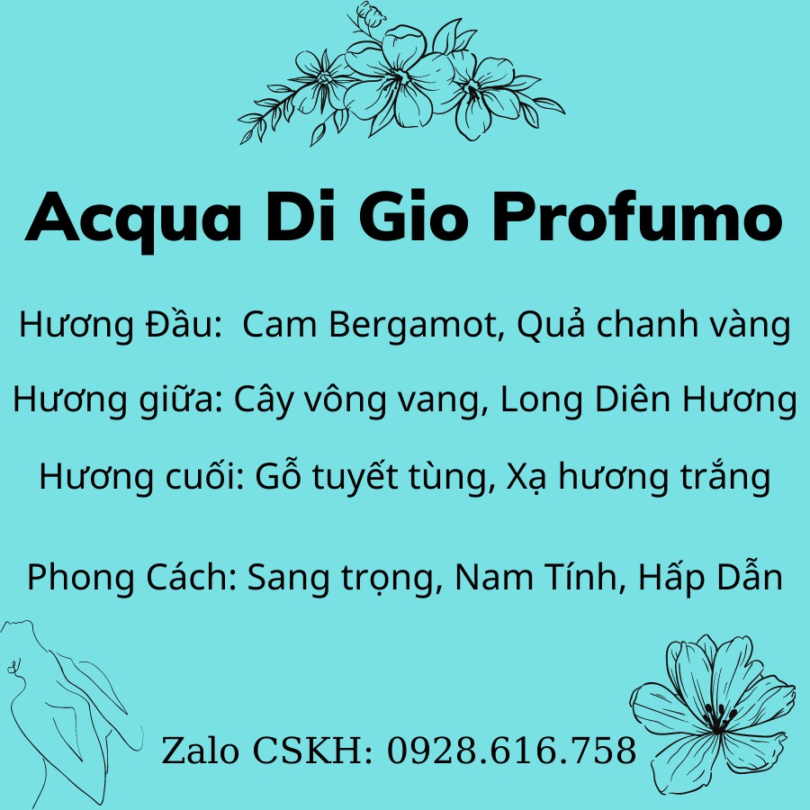 Nước Hoa Nam Cao Cấp Aqua Di Giò Profumo 100ml Hương Thơm Sang Trọng, Quyến Rũ | Thế Giới Skin Care