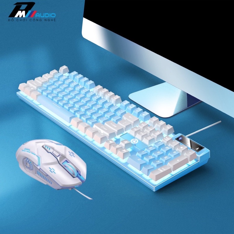 COMBO BÀN PHÍM K500 GIẢ CƠ LED XUYÊN CHỮ VÀ CHUỘT G5 LED RGB SIÊU GIÁ RẺ CHẤT LƯỢNG, BẢO HÀNH 6 THÁNG -BMVAUDIO