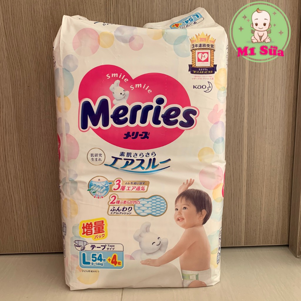 Bỉm MERRIES Nội Địa Cộng Miếng Đủ Size NB96 / S88 / Md68 / Mq64 / Ld58 / Lq50 / XLq44 / XXL28 - Shop M1 Sữa