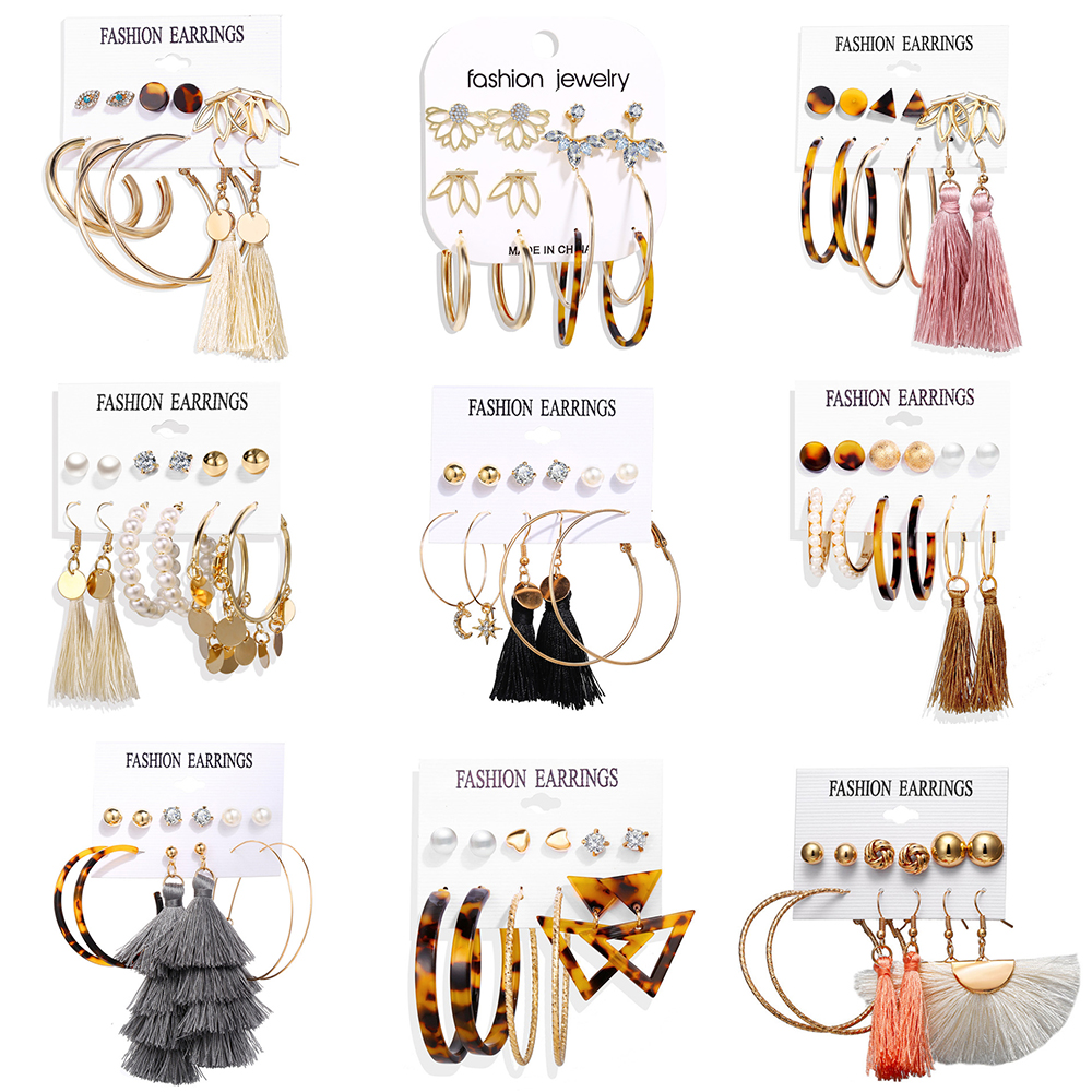 Bộ 6 cặp khuyên tai AY thời trang dành cho nữ