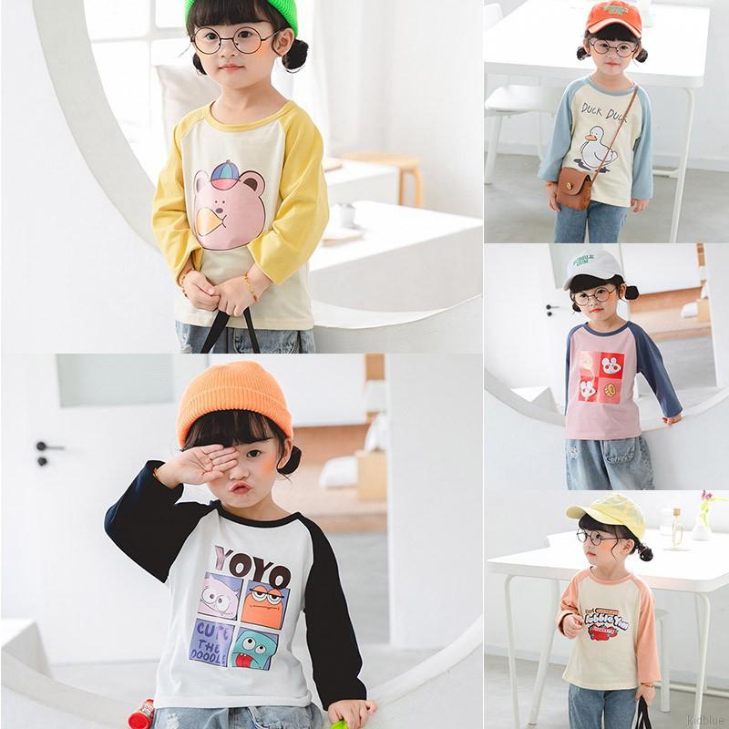 Áo thun dài tay in họa tiết hoạt hình đáng yêu xinh xắn cho bé