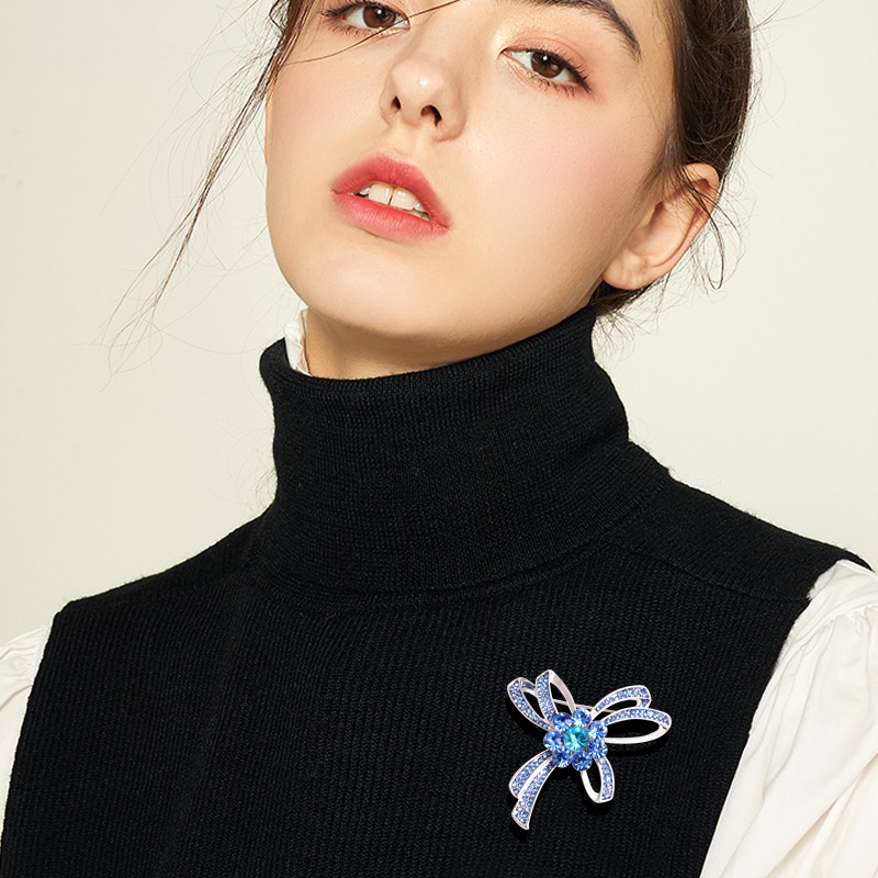 Trâm Cài Áo Hình Nơ Đính Đá Sang Trọng Cho Nữ