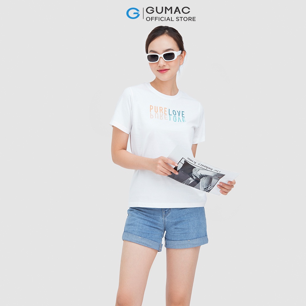 [Mã WABRGUM giảm 10% tối đa 30K đơn 99K] Áo thun nữ cổ tròn thời trang nữ GUMAC thiết kế in chữ ATC05014 | BigBuy360 - bigbuy360.vn