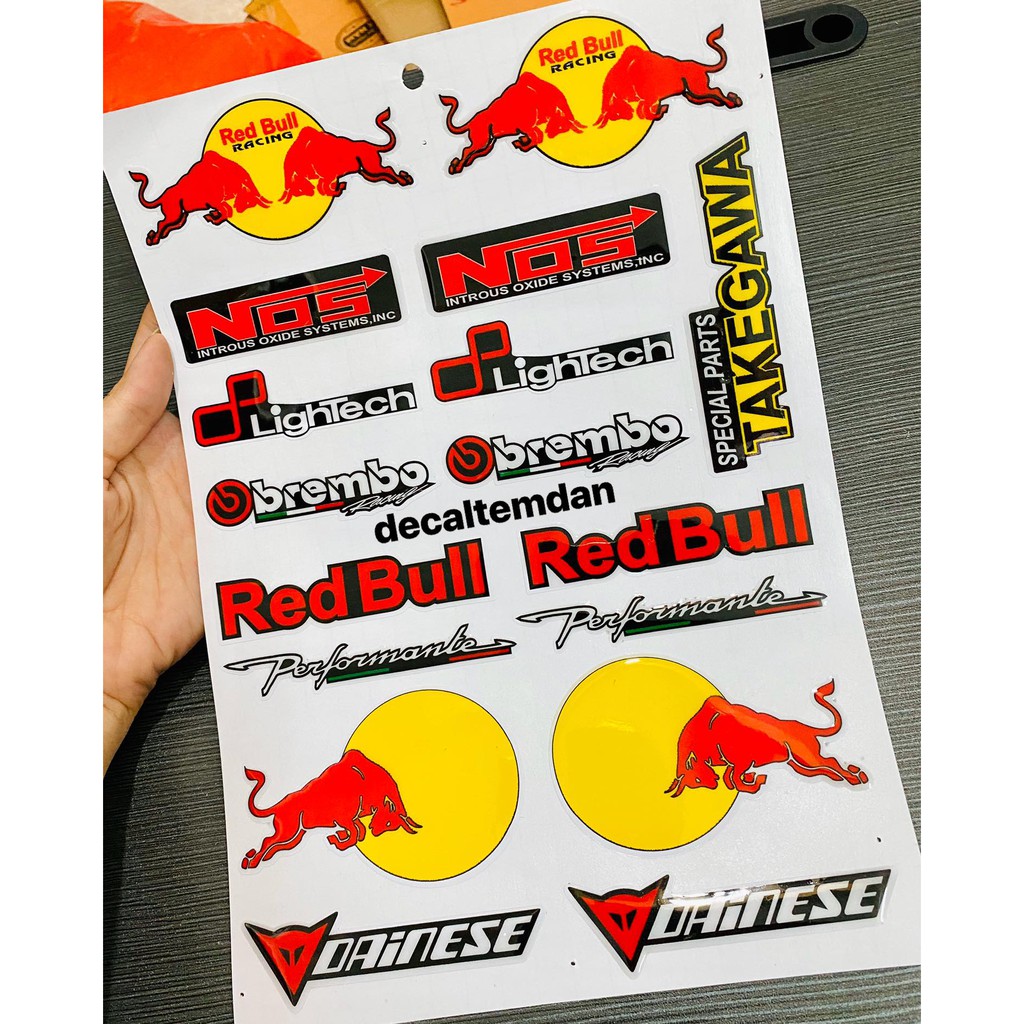 DDXM - V11M - DECAL TEM NỔI HÌNH REDBULL BREMBO DAINESE DÁN TRANG TRÍ...