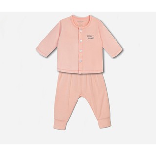 Bộ quần áo dài cúc giữa bé gái Punchun hồng cam
