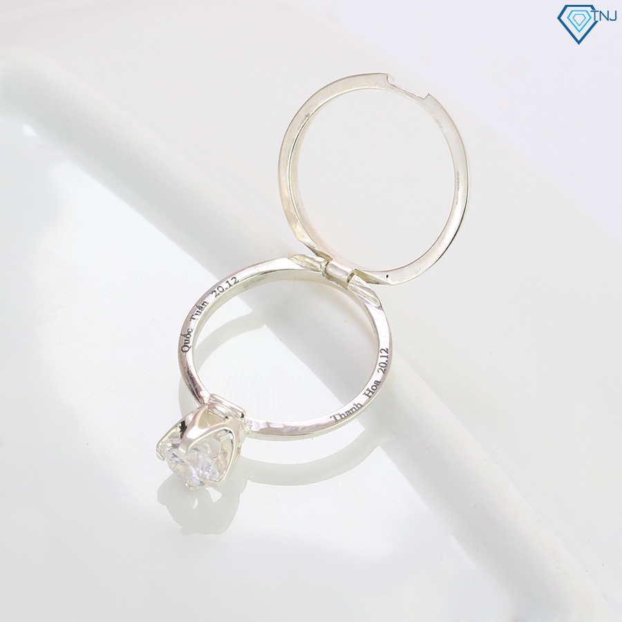 Nhẫn bạc nữ đẹp đính đá khắc tên NN0332 - Trang Sức TNJ